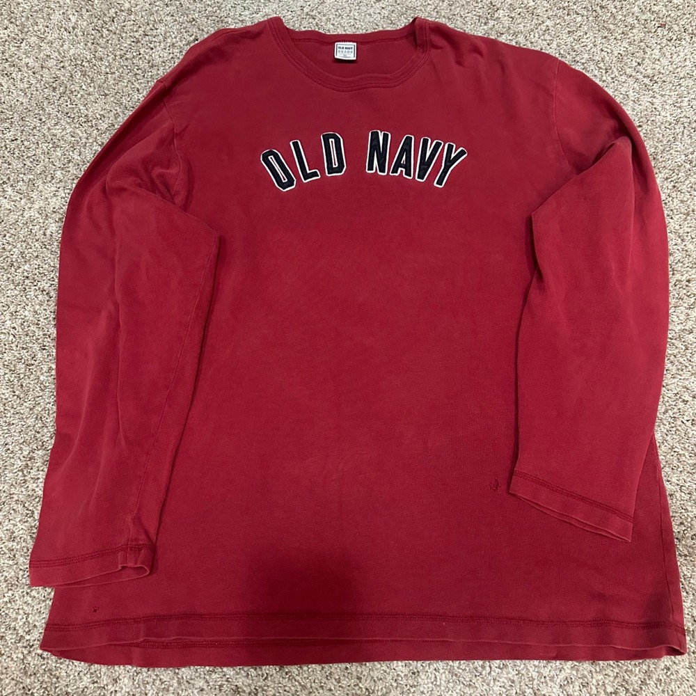 Vintage Old Navy Mens T Shirt XL Red Preowned Spellout Flaws Stains
